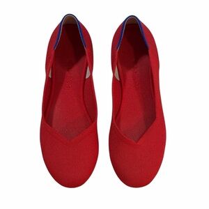 Rothy's Knit Slip-On Flats 9.5 Red Round Toe Ballet Fabric Vegan Washable